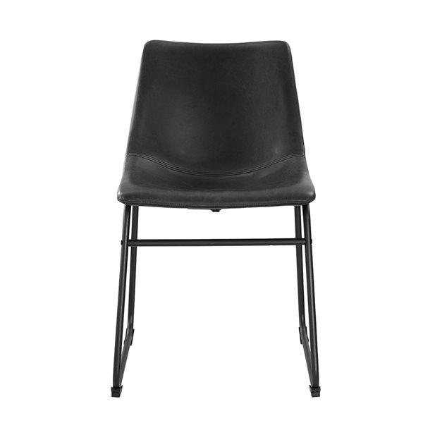 18-in Industrial Faux Leather Dining Chair, set of 2 - Black