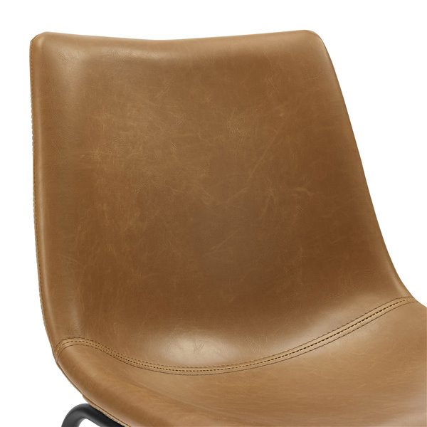 18-in Industrial Faux Leather Dining Chair, set of 2 - Whiskey Brown