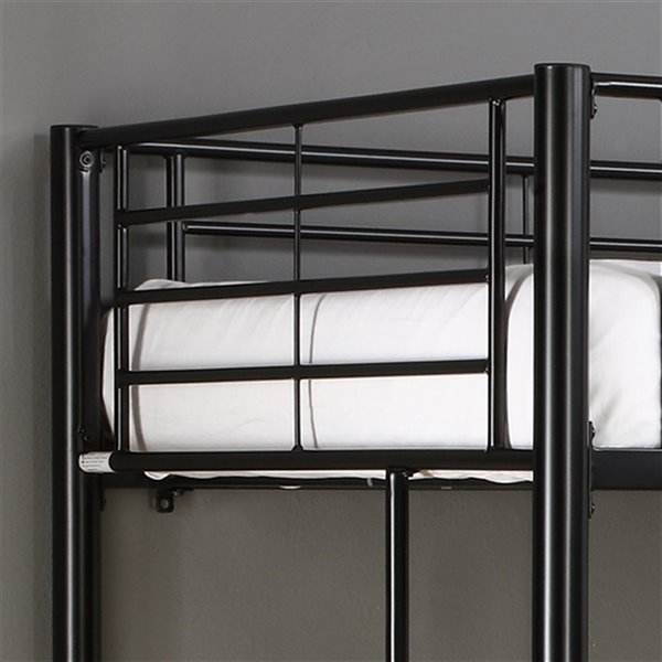 Premium Metal Twin Loft Bed - Black