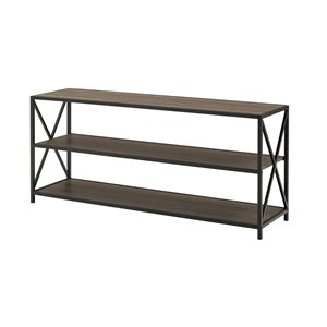 Walker Edison Industrial Bookcase - 60-in - Slate Grey, Black Metal