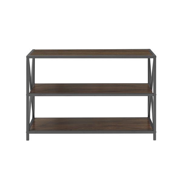 WALKER EDISON 40-in X-Frame Metal and Wood Media Bookshelf - Dark