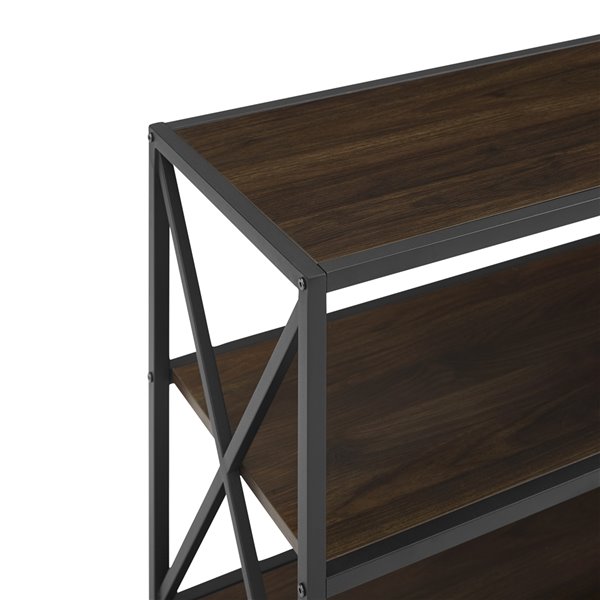 WALKER EDISON 40-in X-Frame Metal and Wood Media Bookshelf - Dark