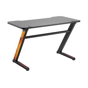 Bureau d'ordinateur de jeu en forme de Z TygerClaw, 29,5 po x 47,2 po, noir