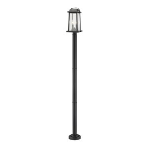 Luminaire à 3 ampoules d'extérieur Millworks de Z-Lite monté sur poteau, 9 po x 88,75 po, noir/verre clair