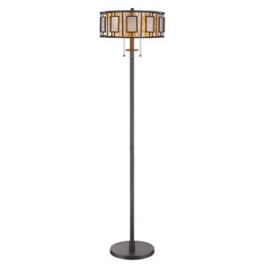 Lampe sur pied à 3 lumières Lankin de Z-Lite, 16 po x 60 po, bronze/mica/verre