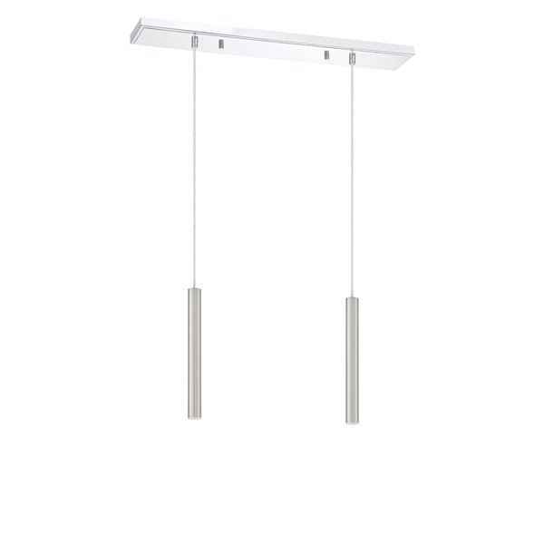 Luminaire pour îlot/billard Forest de Z-Lite à 2 lumières, 30 po x 12 po, nickel brossé