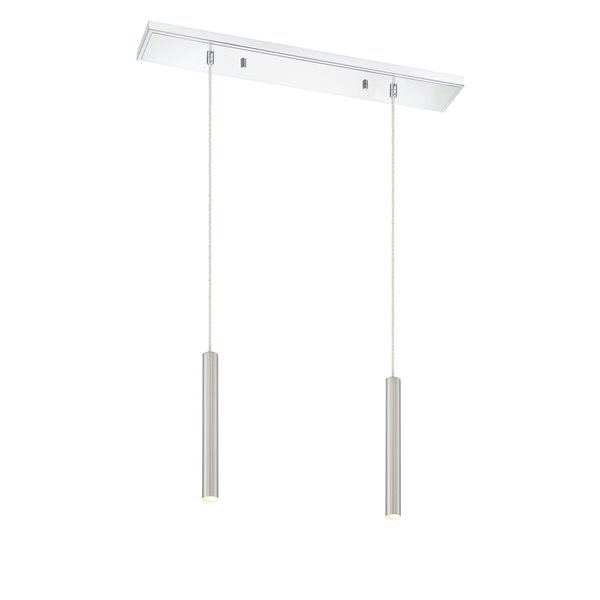 Luminaire pour îlot/billard Forest de Z-Lite à 2 lumières, 30 po x 12 po, nickel brossé