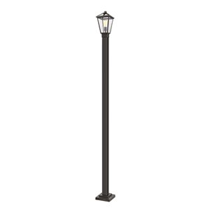 Z-Lite Talbot 1 Light Outdoor Post Mounted Fixture - 9.75-in x 110-in - Rubbed Bronze/Seedy Glass