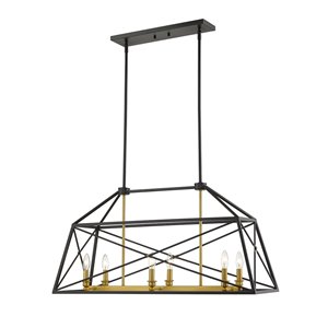 Lustre Trestle de Z-Lite à 6 Ampoules, 36 po, noir mat/laiton vieilli