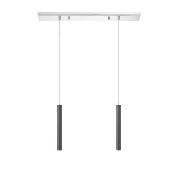 Z-Lite Forest 2 Light Island/Billiard - 30 in x 12 in - Chrome/Pearl Black