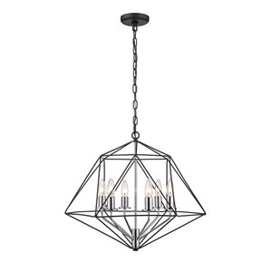 Chandelier Geo de Z-Lite à 6 Ampoules, 22,25 po x 19,25 po, noir mat/chrome