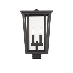 Luminaire d'extérieur montable sur poteau Séoul de Z-Lite à 2 ampoules, 11,25 po x 18,25 po, bronze frotté/verre clair