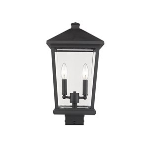Z-Lite Beacon 2 Light Outdoor Post Mountable Fixture - 9.5-in x 19.5-in - Black/Clear Glass