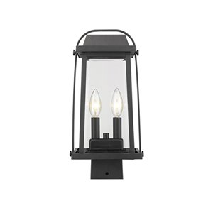 Luminaire d'extérieur montable sur poteau Millworks de Z-Lite à 2 ampoules, 7,75 po x 15,25 po, noir/verre clair