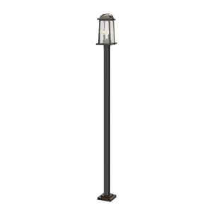Z-Lite Millworks 2 Light Outdoor Post Mounted Fixture - 9.25-in x 110.25-in - Rubbed Bronze/Clear Glass
