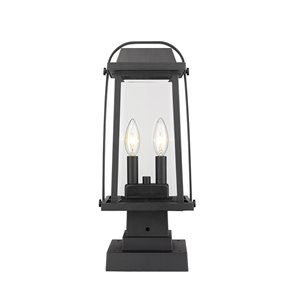 Z-Lite Millworks 2 Light Outdoor Post Mountable Fixture - 7.75-in x 17.75-in - Black/Clear Glass