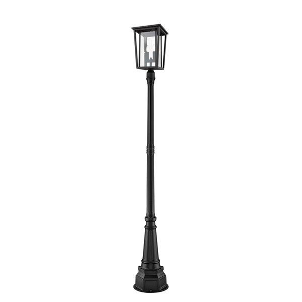 Z-Lite Seoul 2 Light Outdoor Post Mounted Fixture - 14.25-in x 101,5-in - Black/Clear Glass