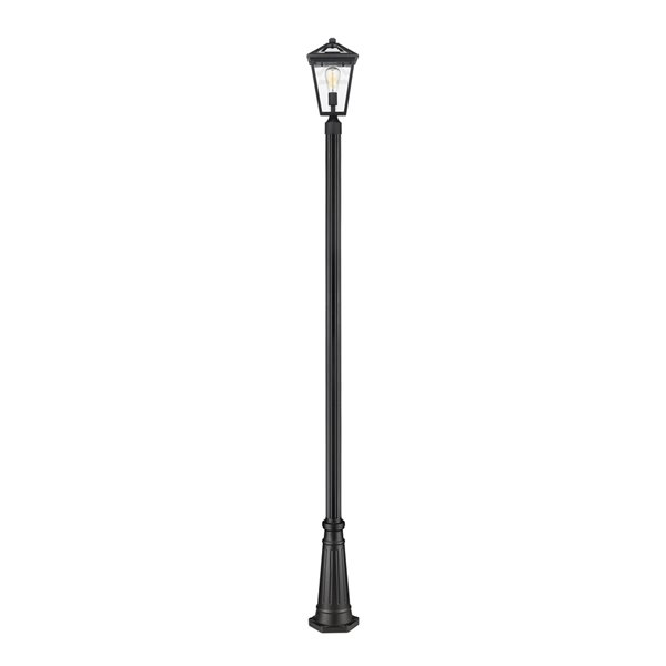 Z-Lite Talbot 1 Light Outdoor Post Mounted Fixture - 10-in x 110.25-in - Black/Clear Glass