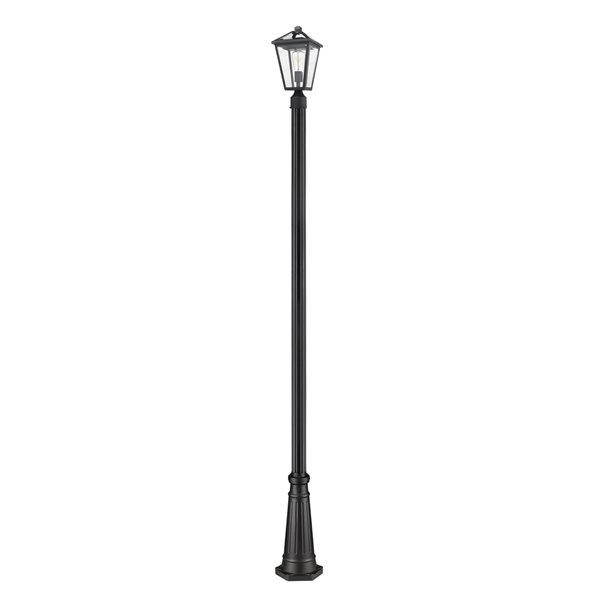 Z-Lite Talbot 1 Light Outdoor Post Mounted Fixture - 10-in x 110.25-in - Black/Clear Glass