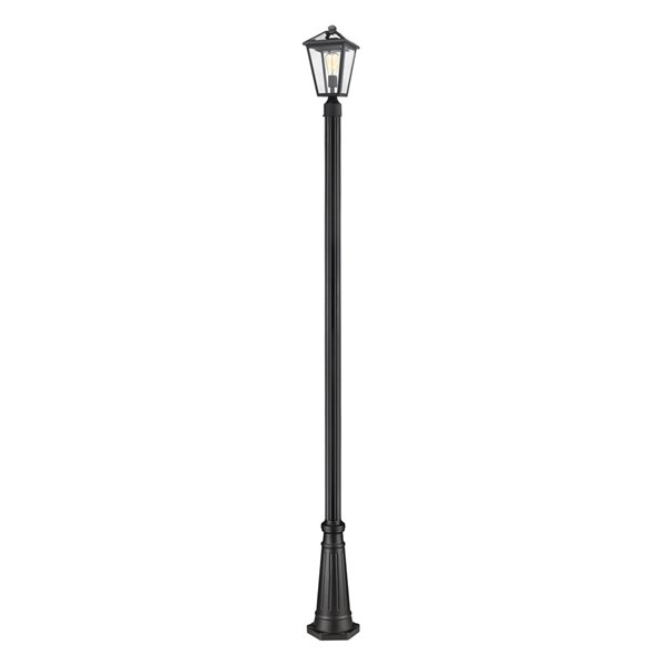 Z-Lite Talbot 1 Light Outdoor Post Mounted Fixture - 10-in x 110.25-in - Black/Clear Glass