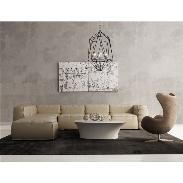 Z-Lite Geo 6 Light Chandelier - 21.5-in x 35-in - Matte Black/Chrome