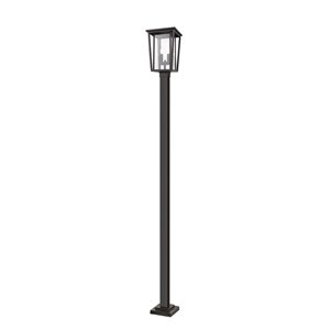 Luminaire à 2 ampoules d'extérieur Séoul de Z-Lite monté sur poteau, 11,25 po x 113,25 po, bronze frotté/verre clair