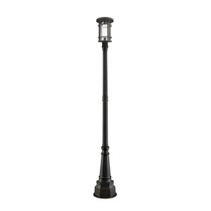 Luminaire à 1 ampoule d'extérieur Jordan de Z-Lite monté sur poteau, 14,25 po x 99,5 po, bronze brossé/verre texturé