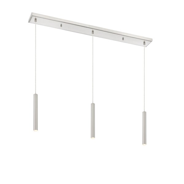 Luminaire pour îlot/billard Forest de Z-Lite à 3 lumières, 46 po x 12 po, nickel brossé