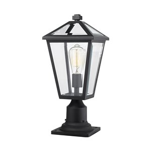 Z-Lite Talbot 1 Light Outdoor Pier Mountable Fixture - 8.25-in x 18.5-in - Black/Clear Glass