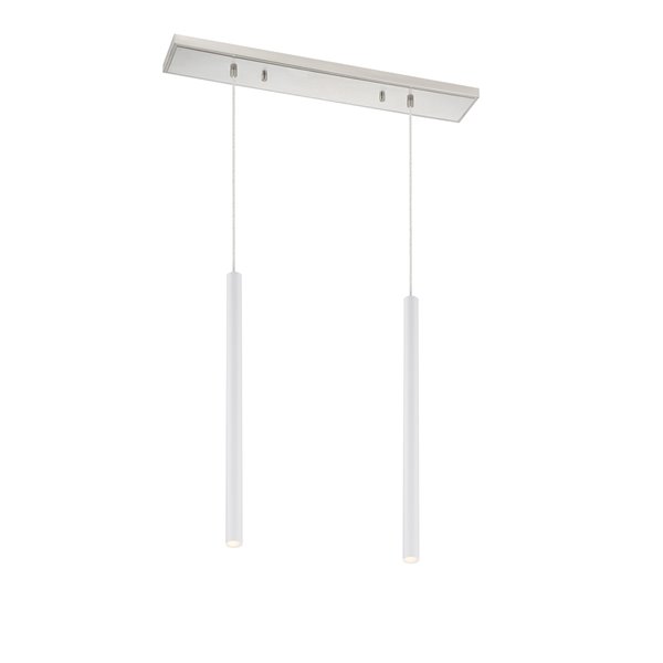 Z-Lite Forest 2 Light Island/Billiard - 30 in x 24 in - Brushed Nickel/Matte White