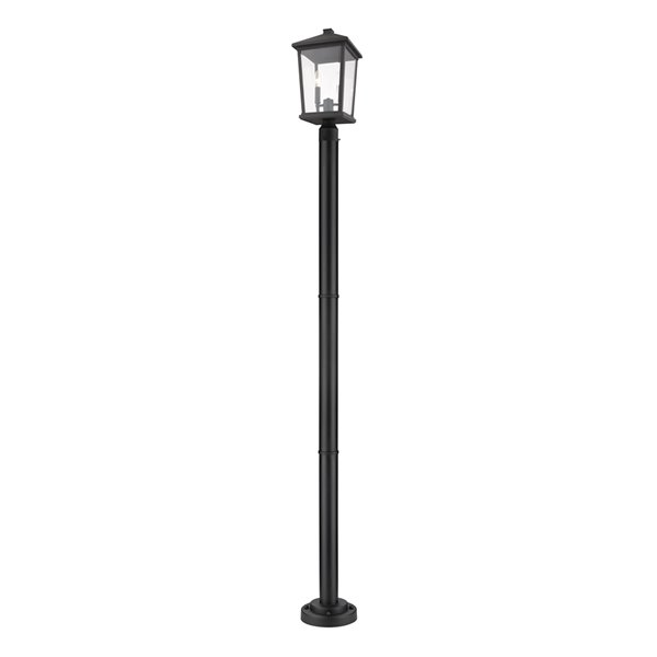Z-Lite Beacon 2 Light Outdoor Post Mounted Fixture - 9.5-in x 83-in - Black/Clear Glass