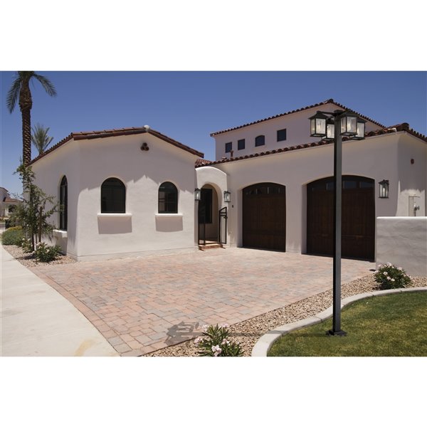 Z-Lite Portland 4 Light Outdoor Post Mounted Fixture - 30.25-in  x 99-in - Rubbed Bronze/Seedy Glass