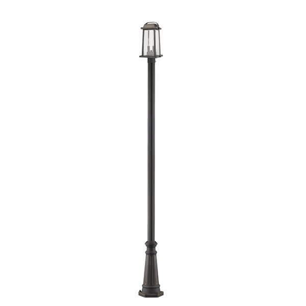 Z-Lite Millworks 2 Light Outdoor Post Mounted Fixture - 10-in x 110.25-in - Rubbed Bronze/Clear Glass