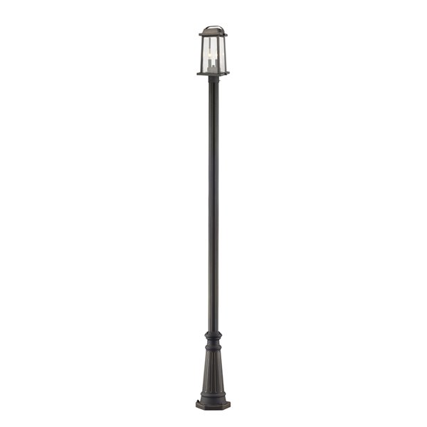 Z-Lite Millworks 2 Light Outdoor Post Mounted Fixture - 10-in x 110.25-in - Rubbed Bronze/Clear Glass