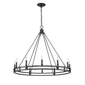 Lustre Dennison de Z-Lite à 12 Ampoules, 47,75 po x 40,5 po, noir mat