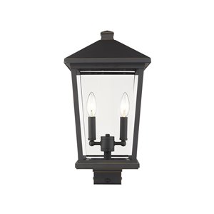 Z-Lite Beacon 2 Light Outdoor Post Mountable Fixture - 9.5-in x 19.5-in - Rubbed Bronze/Clear Glass