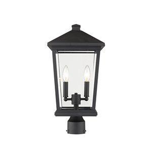 Z-Lite Beacon 2 Light Outdoor Post Mountable Fixture - 9.5-in x 19.5-in - Rubbed Bronze/Clear Glass