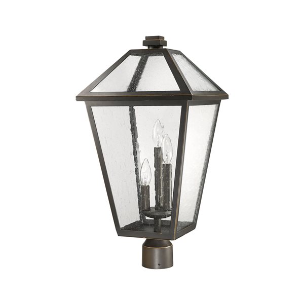 Z-Lite Talbot 3 Light Outdoor Post Mountable Fixture - 12.25-in x 24.25-in - Rubbed Bronze/Seedy Glass