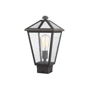 Z-Lite Talbot 1 Light Outdoor Post Mountable Fixture - 8.25-in x 15-in - Rubbed Bronze/Seedy Glass