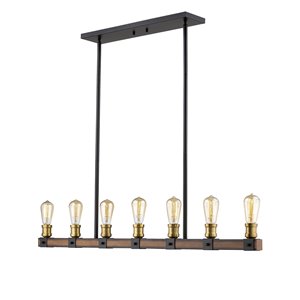 Luminaire pour îlot/billard Kirland de Z-Lite à 7 lumières, 44 po, acajou rustique