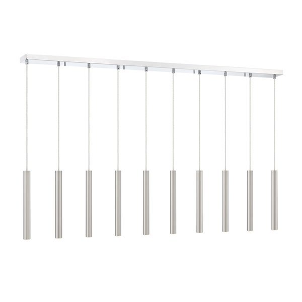 Z-Lite Forest 10 Light Island/Billiard - 56.5 in x 12 in - Chrome/Brushed Nickel
