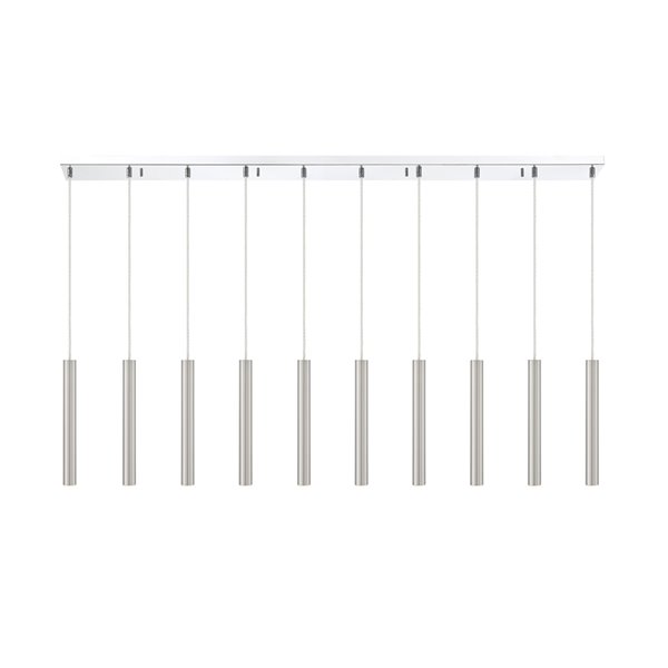Z-Lite Forest 10 Light Island/Billiard - 56.5 in x 12 in - Chrome/Brushed Nickel