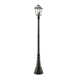 Z-Lite Talbot 3 Light Outdoor Post Mounted Fixture - 16.5-in x 100.75-in - Rubbed Bronze/Seedy Glass