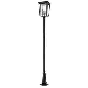 Z-Lite Seoul 3 Light Outdoor Post Mounted Fixture - 14-in x 117.5-in - Black/Clear Glass