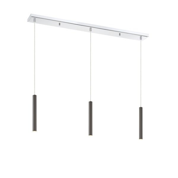 Z-Lite Forest 3 Light Island/Billiard - 46 in x 12 in - Chrome/Pearl Black