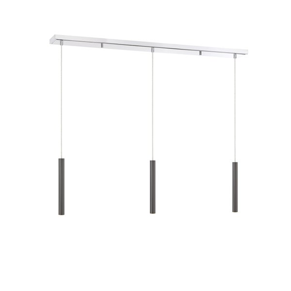 Z-Lite Forest 3 Light Island/Billiard - 46 in x 12 in - Chrome/Pearl Black