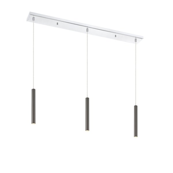 Z-Lite Forest 3 Light Island/Billiard - 46 in x 12 in - Chrome/Pearl Black