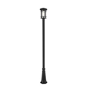 Luminaire à 1 ampoule d'extérieur Jordan de Z-Lite monté sur poteau, 10 po x 111,5 po, noir/verre texturé