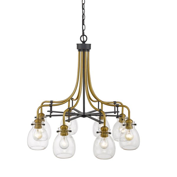 Z-Lite Kraken 8 Light Chandelier - 28-in - Matte Black/Old Brass
