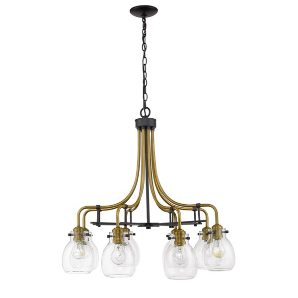 Z-Lite Kraken 8 Light Chandelier - 28-in - Matte Black/Old Brass
